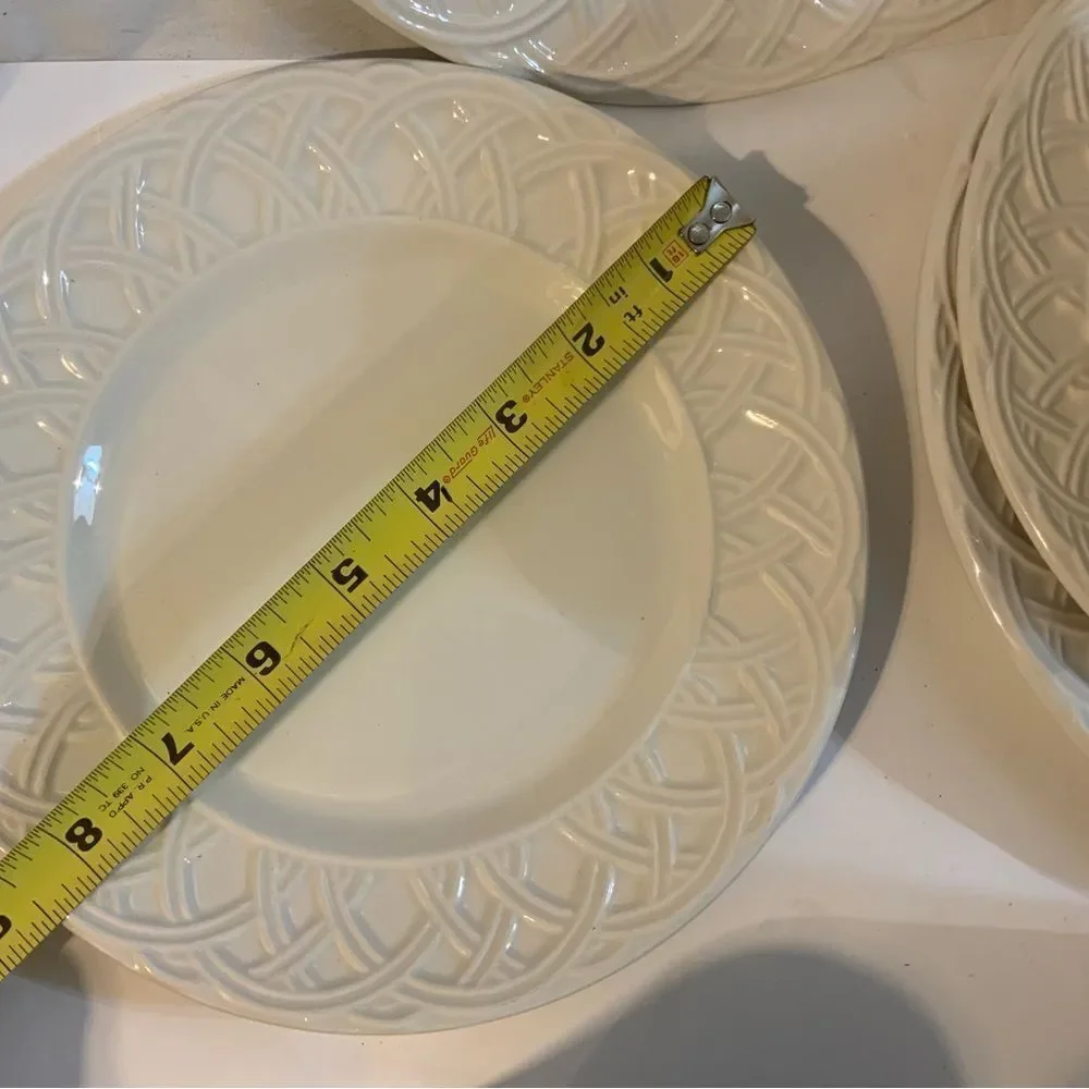 Set PIER 1 BASKET RELIEF Pattern Dinner Salad Plate Bowl Mug